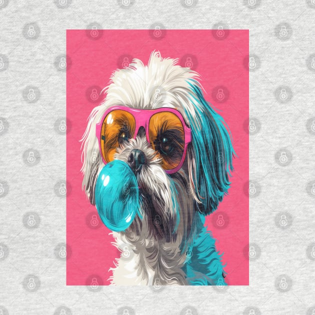 Pop Art Pooch: A Shaggy Dog's Bubble Gum Fun by TooplesArt